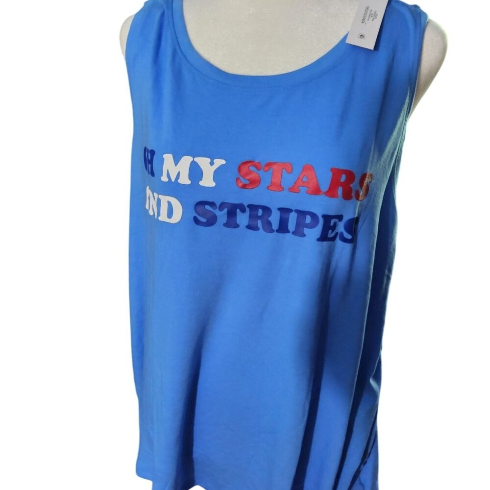 Athletic Womens Red White Blue Oh My Stars and Strips Sleeveless Shirt